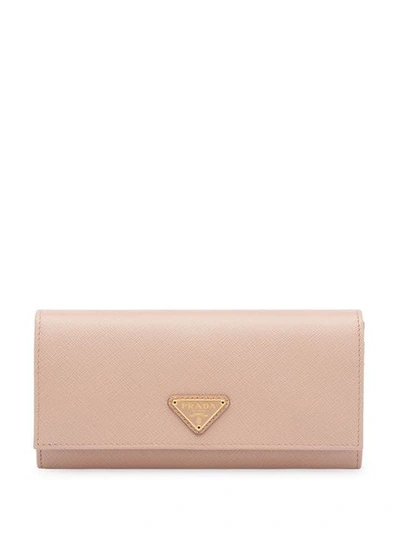 Prada Saffiano Continental Wallet - Neutrals In Neutrals