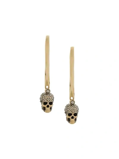 Alexander Mcqueen Stick Skull Earrings In Gold