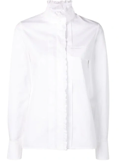 Chloé High Neck Frilled Blouse In White