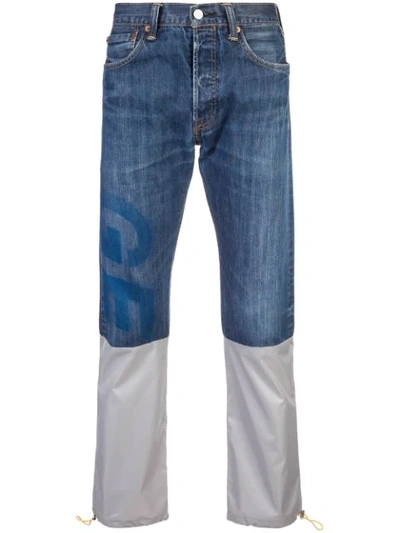 Geo Reconstructed Denim Jeans In Blue