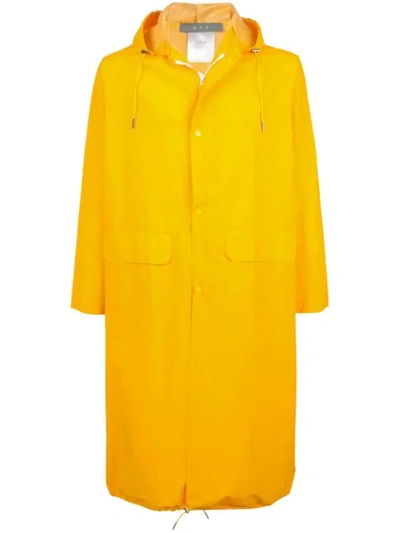 Geo Mid-length Raincoat In Yellow