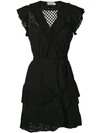 Zimmermann Plisse Mini Wrap Dress In Black