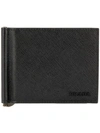 Prada Saffiano Leather Money Clip Wallet In Black