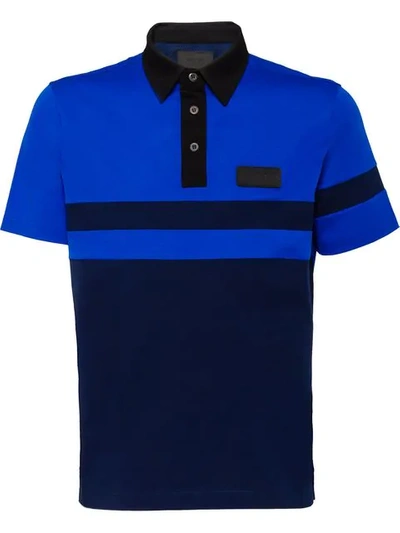 Prada Cotton Piqué Polo Shirt In Blue