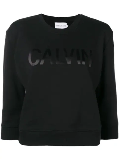 Calvin Klein Jeans Est.1978 Cropped Logo Print Sweatshirt In Black