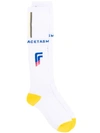Facetasm Ribbed Logo Socks - White