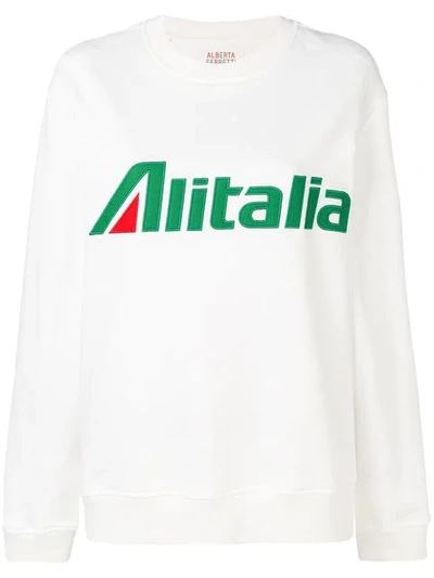 Alberta Ferretti Slogan Embroidered Sweater In White