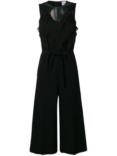 Red Valentino Tulle Detail Jumpsuit In Black