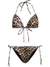 Ganni Leopard Print Bikini Set In Neutrals