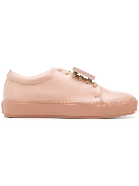 Acne Studios Adriana Plaque-detailed Textured-leather Sneakers In White |  ModeSens