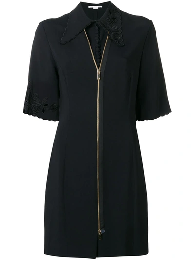 Stella Mccartney Zip Front Mini Dress In Black