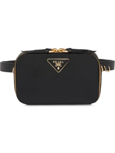 Prada Saffiano Leather Belt Bag In Black