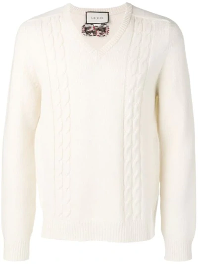 Gucci Cable-knit Sweater In White