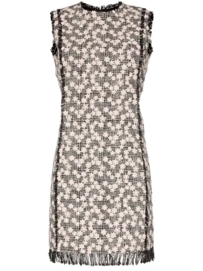 Giambattista Valli Tweed Floral Shift Mini Dress In Black