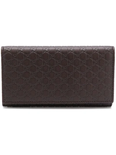 Gucci Signature Foldover Wallet In Brown