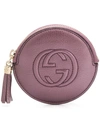 Gucci Gg Embossed Circular Purse In Purple