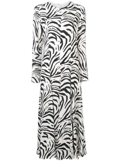 Msgm Zebra Print Long Dress In Black