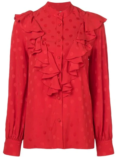 Msgm Ruffled Spotted Blouse In Red