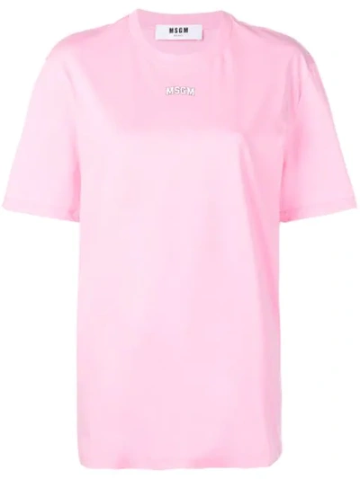 Msgm Slim Fit Chest Logo T-shirt In Pink