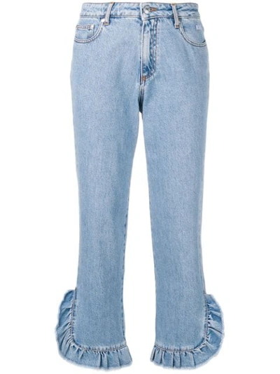 Msgm Ruffle Trim Jeans In Blue