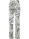 Msgm Zebra Print Straight Trousers In White