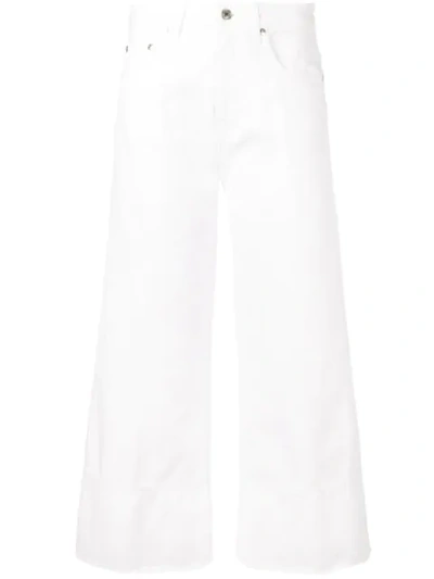 Msgm Cropped Wide-leg Jeans In White