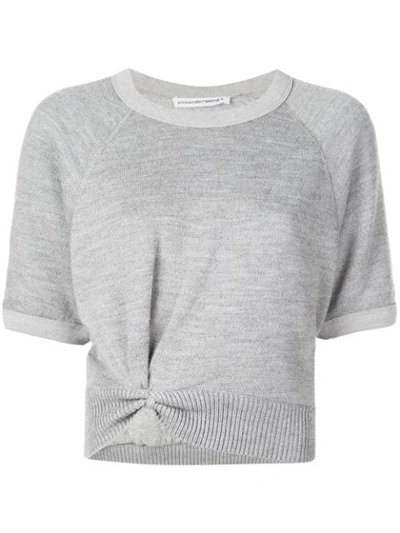 Alexander Wang T Double Layered Short Sleeve Pullover With Twist Detail In Grey