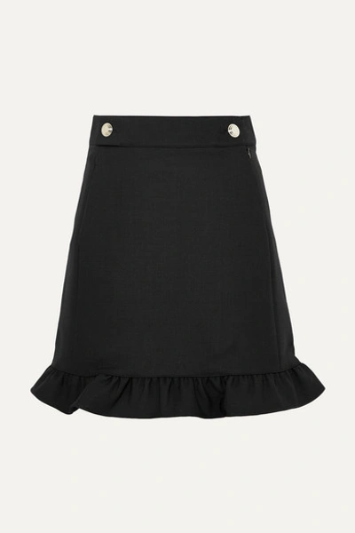 Tory Burch Ruffled Twill Skirt In Black