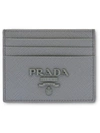 Prada Saffiano Card Holder In Grey