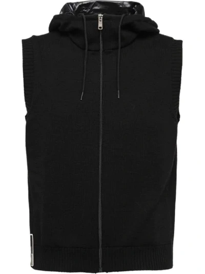 Prada Wool And Nylon Vest In Black