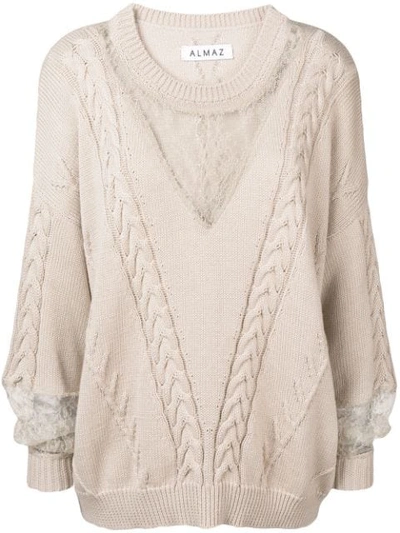 Almaz Cable Knit Jumper In Neutrals