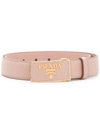 Prada Logo-plate Buckle Belt In Neutrals