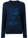 Theory Our Time Is Now" Silk-cashmere Intarsia Pullover Sweater" In Dark Navy/royal Blue