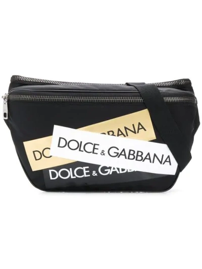 Dolce & Gabbana Logo Tape Nylon Belt Bag In Black