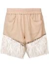 Almaz Lace Panel Shorts In Neutrals