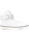 Moschino Logo Plaque Hi-top Sneakers In White