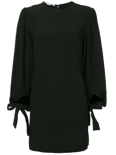 Stella Mccartney Crewneck Tie-sleeve Cady Mini Dress In Black