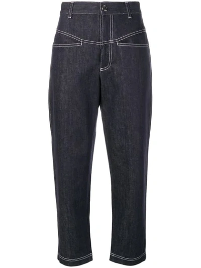 Fendi Cropped Tapered Jeans In Blue