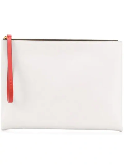 Marni Block Colour Leather Pouch In Z2a90 Grey/camel