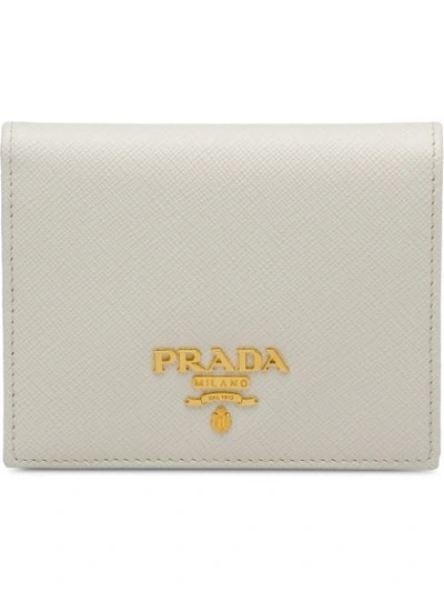 Prada Small Logo-plaque Wallet In White