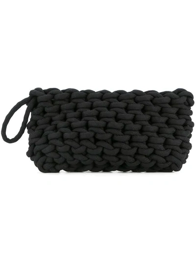 Alienina Braided Clutch Bag In Black