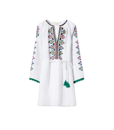 Tory Burch Embroidered Beach Dress In White