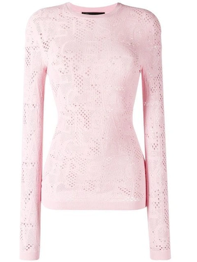 Versace Slim Fit Knitted Top In Pink