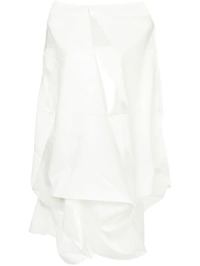 132 5. Issey Miyake Asymmetric Origami Dress In White