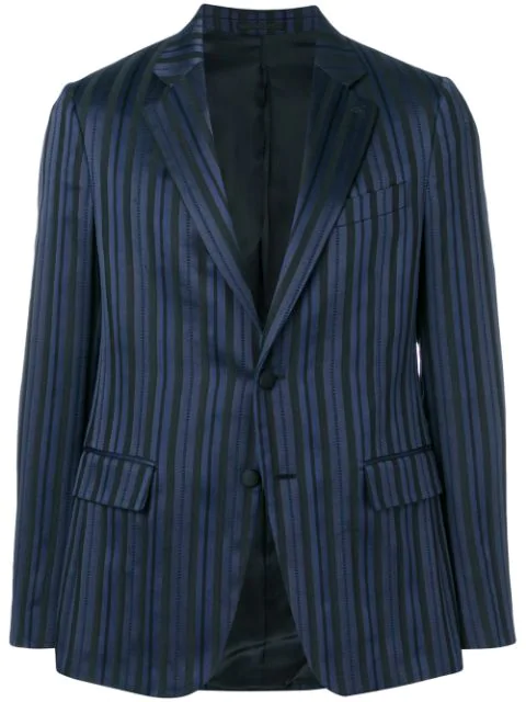 Versace Striped Patterned Blazer In Blue | ModeSens