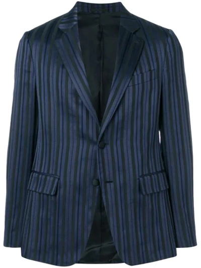 Versace Striped Patterned Blazer In Blue