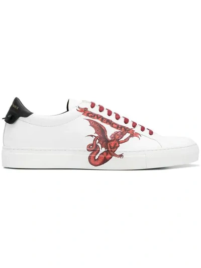 Givenchy Printed Logo Sneakers In White Red
