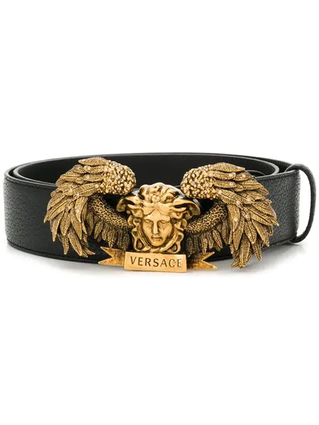 Versace Medusa Wing Leather Belt In Nero Oro Tribute | ModeSens display picture 3