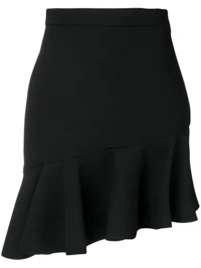 Msgm Ruffled Hem Skirt In Black
