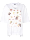 Msgm Fringed Fruit Print T-shirt In 01 White